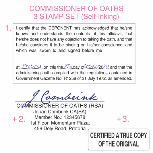 Commissioner of Oaths 3 Stamp Set | Shiny (self-inking)