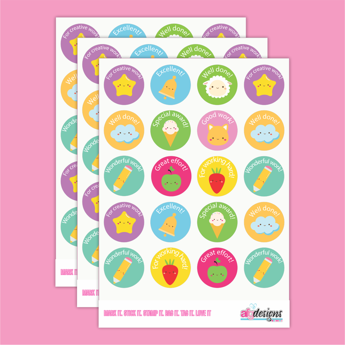 Teacher Stickers - Well Done Set (3 sheets)