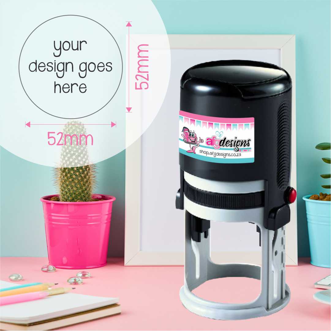 Shiny 52x52mm Self-Inking Stamp (Round) - Custom