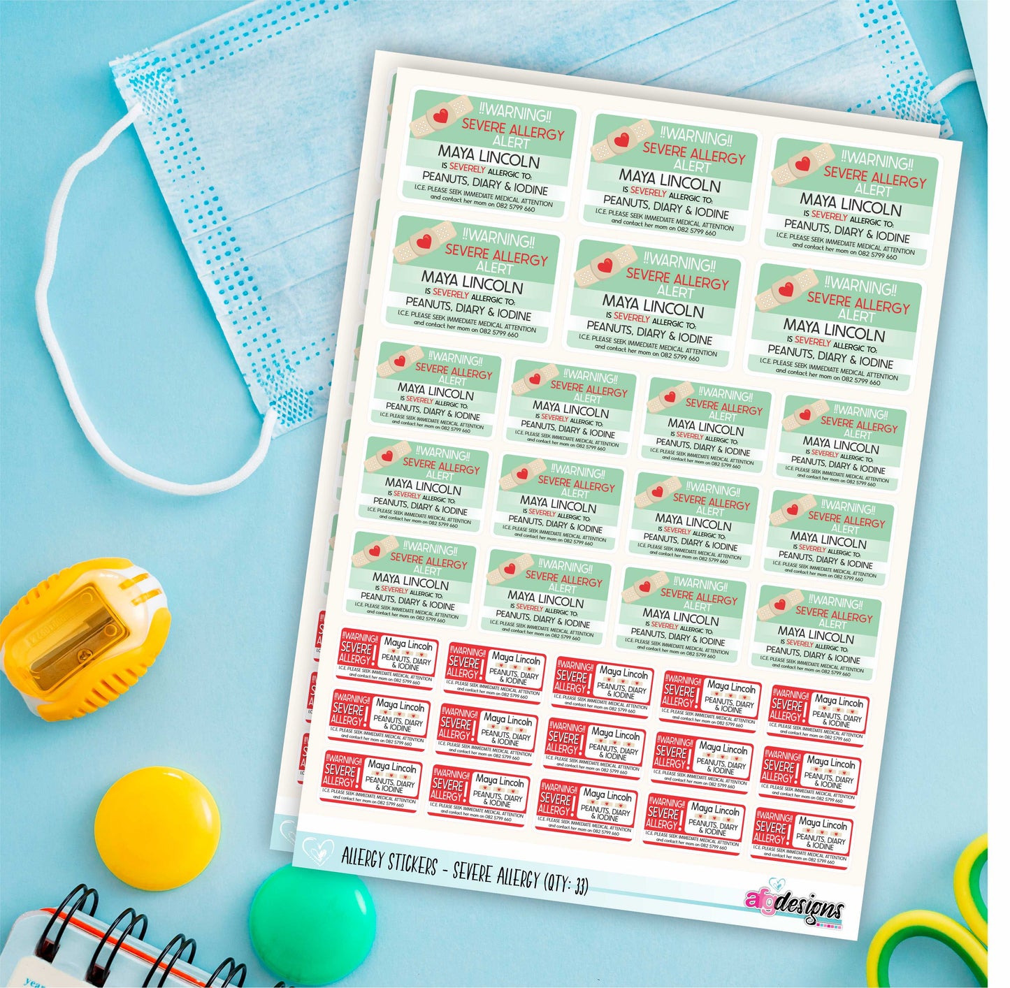 Allergy Alert Stickers