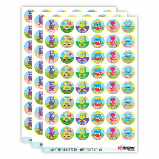 Teacher Stickers - Monsters Set (3 sheets)