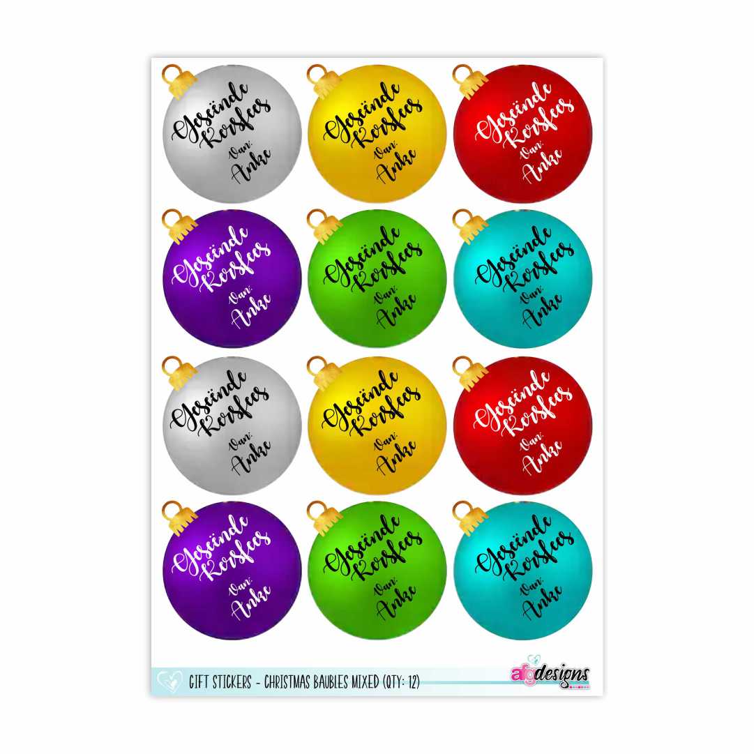 Gift Stickers - Christmas Baubles