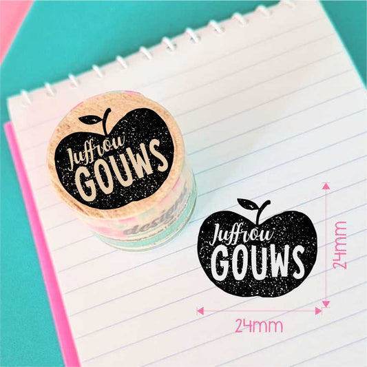 Wooden Teacher Stamp - personalised 24x24mm round