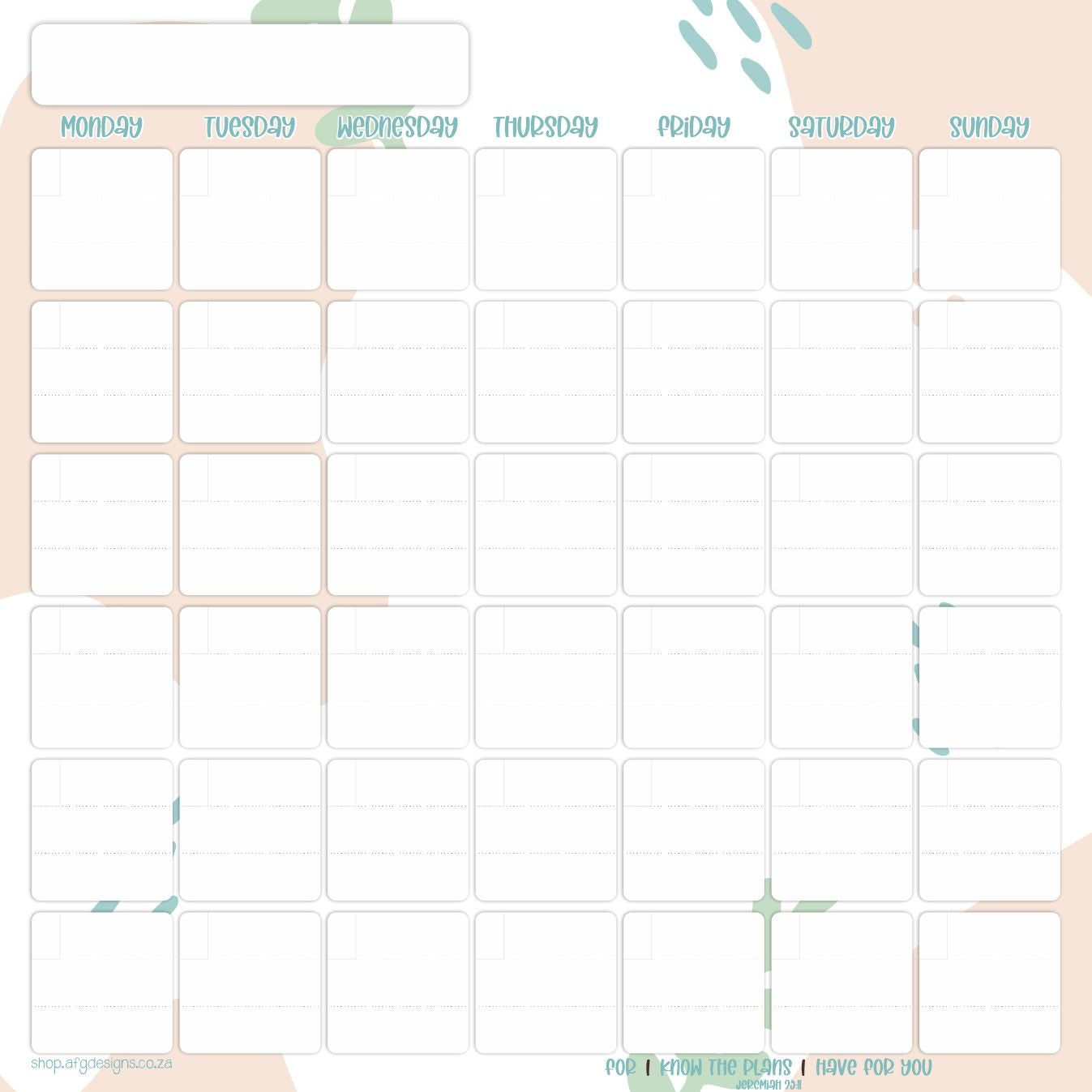 Magnetic Monthly Planner
