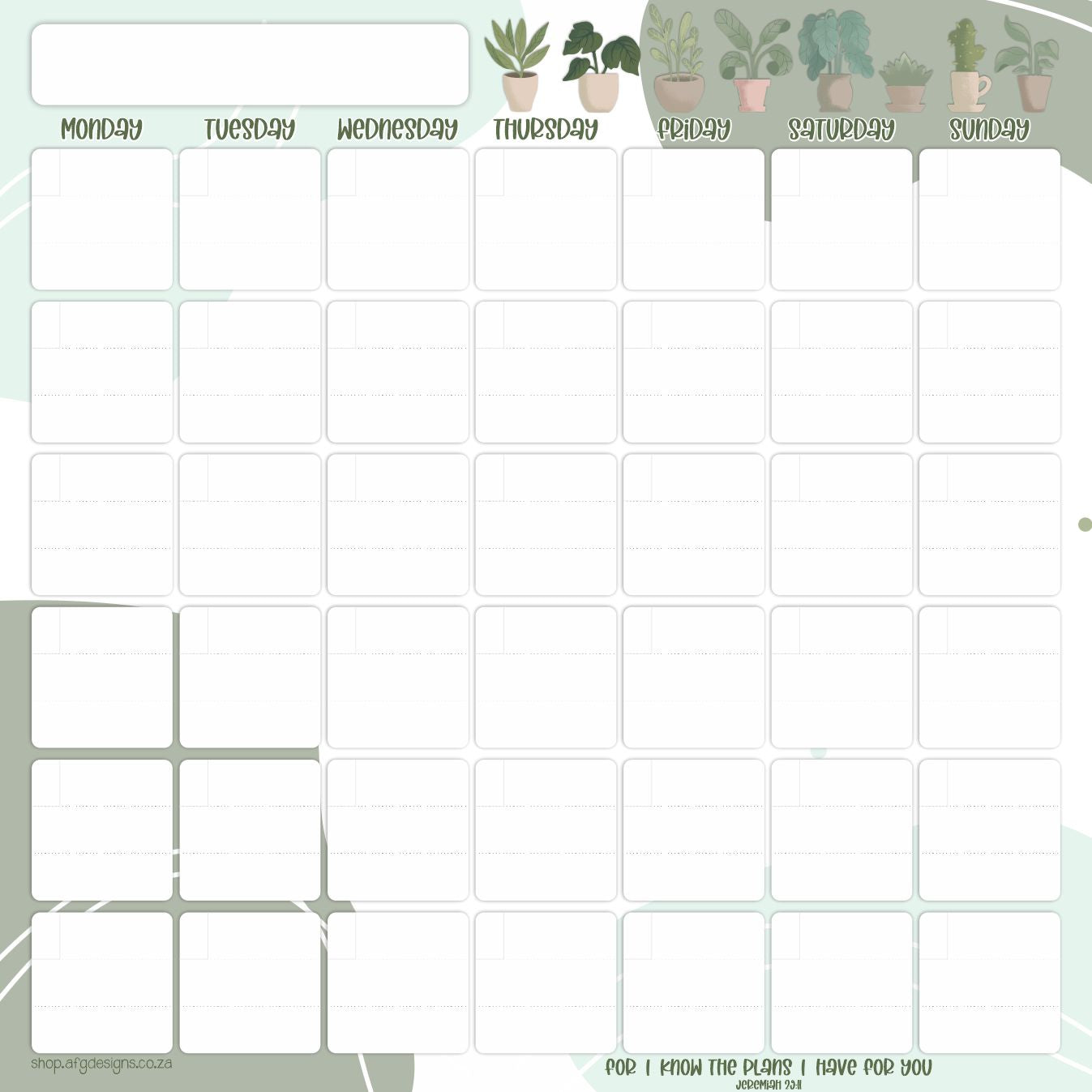 Magnetic Monthly Planner