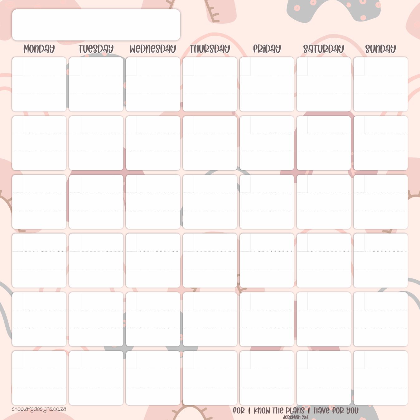 Magnetic Monthly Planner