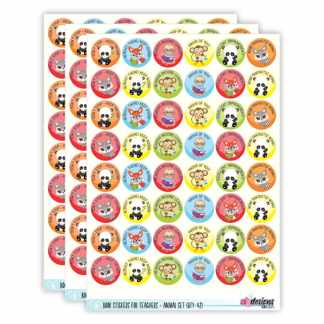 Teacher Stickers - Animal Set (3 sheets)