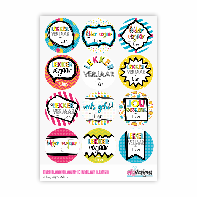 Gift Stickers - Birthdays Brights