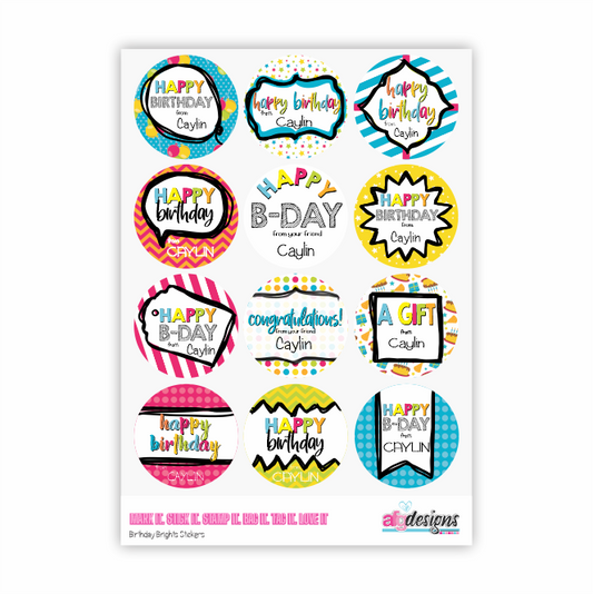 Gift Stickers - Birthdays Brights