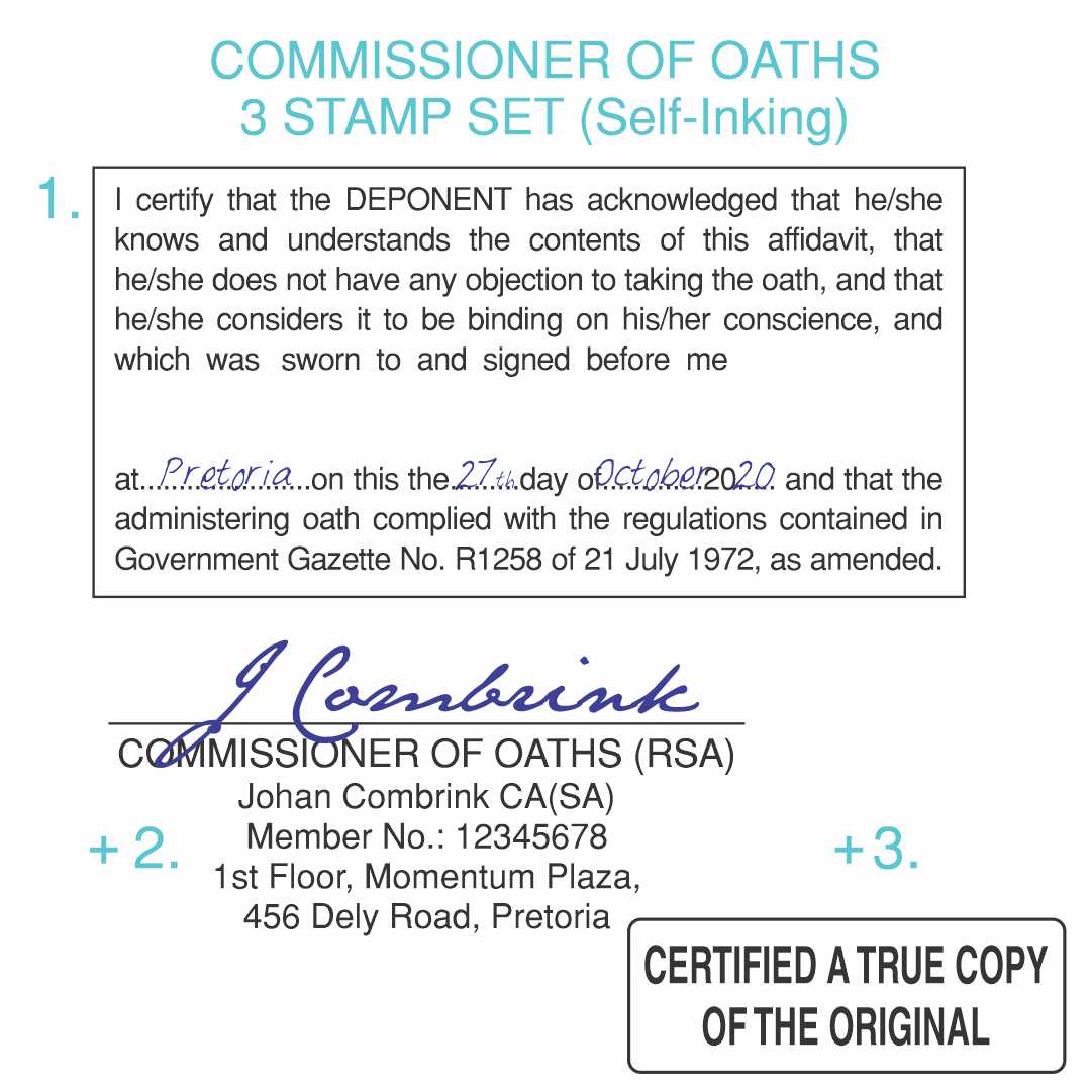 Commissioner of Oaths 3 Stamp Set self inking AFG Designs