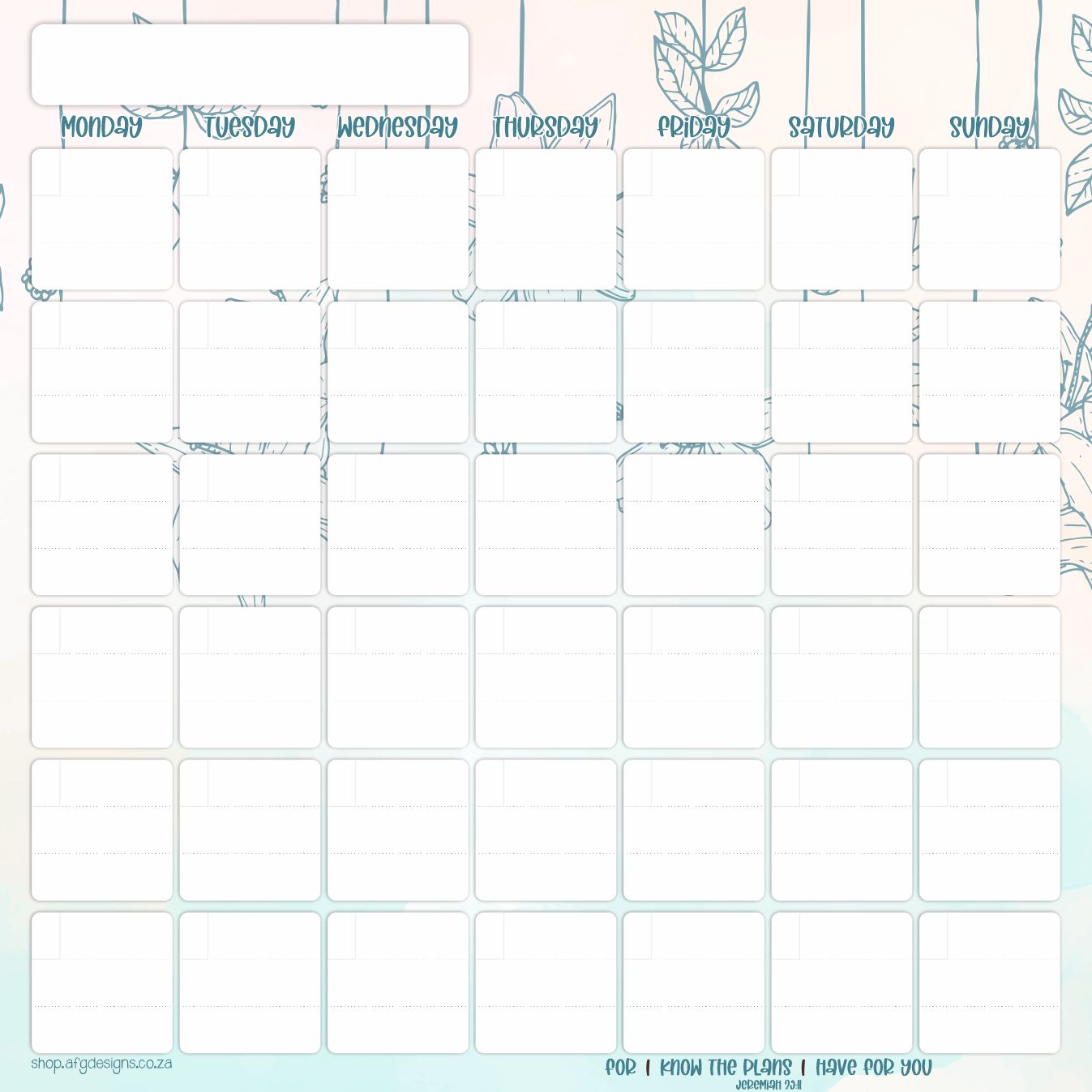 Magnetic Monthly Planner