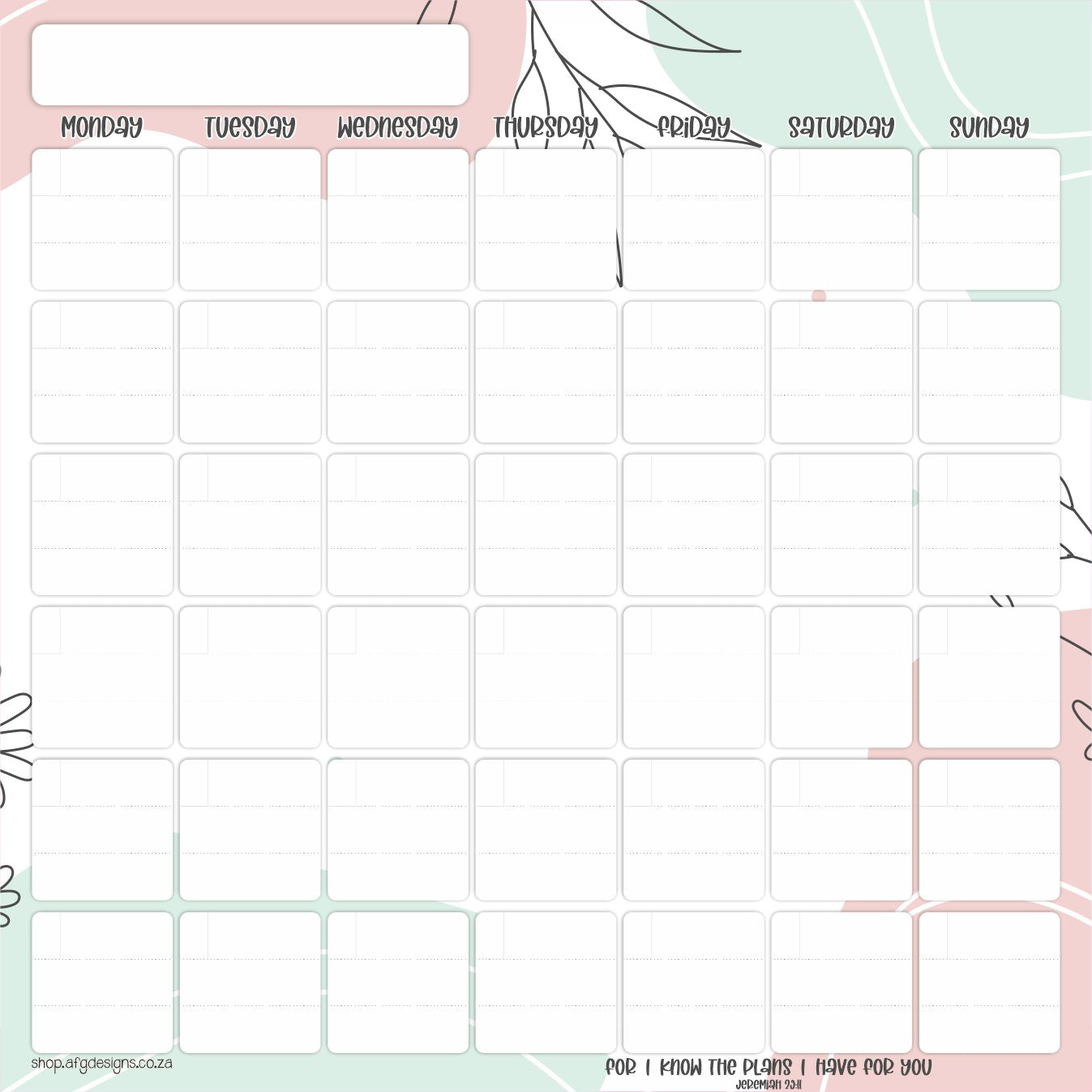 Magnetic Monthly Planner