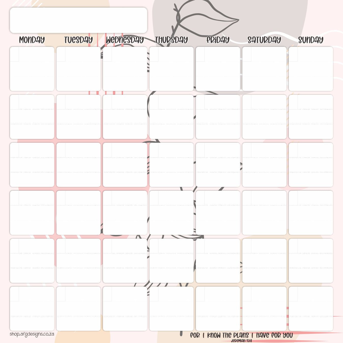 Magnetic Monthly Planner