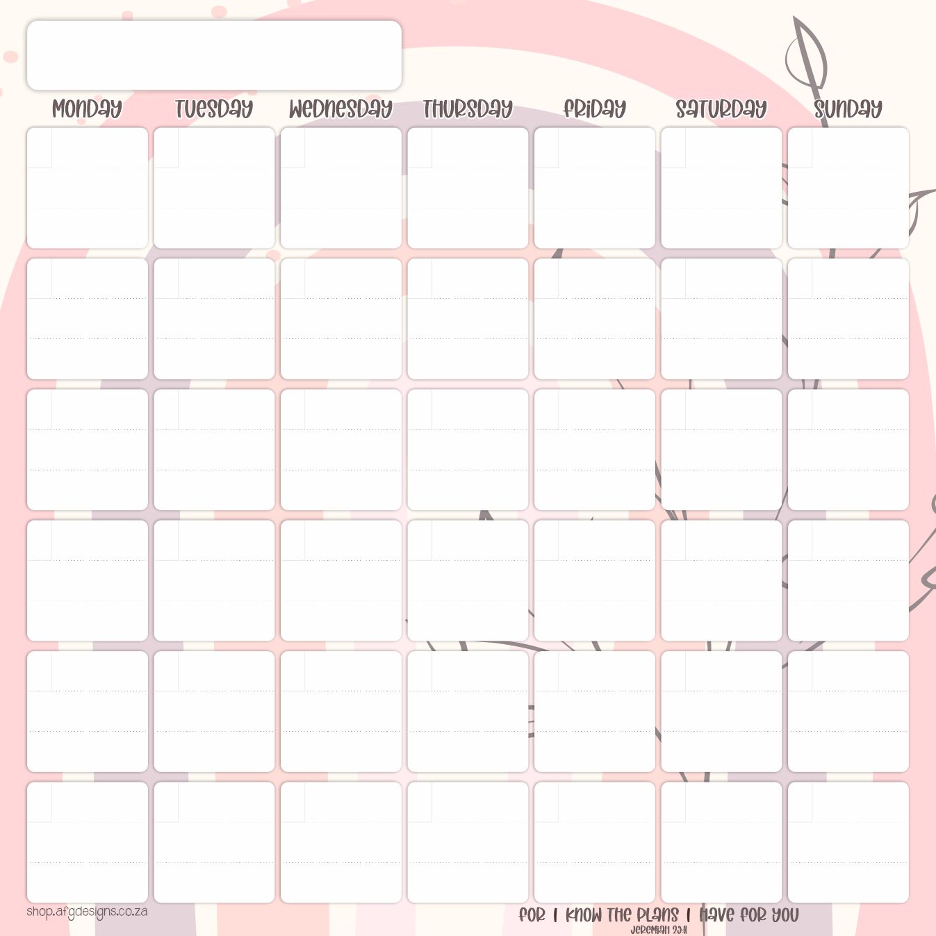 Magnetic Monthly Planner