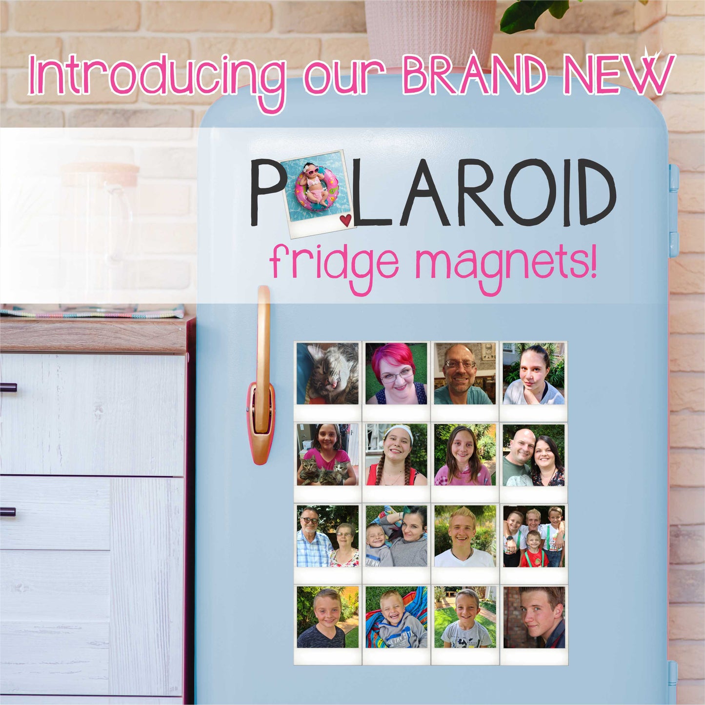 Magnetic Polaroid Fridge Photos (set of 16 magnets)