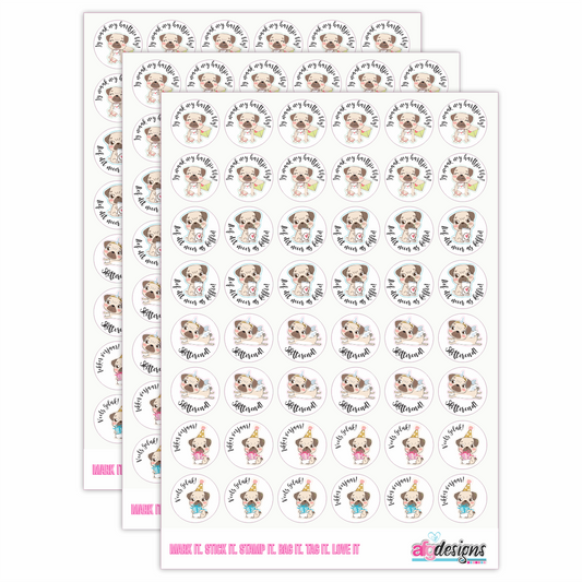 Teacher Stickers - Fine Pugs Set (3 sheets)