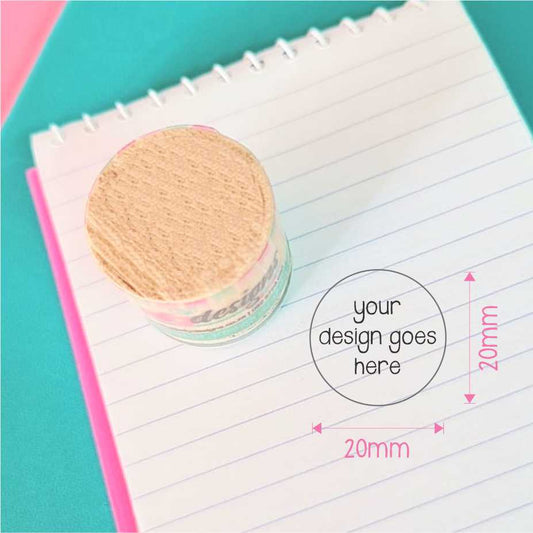 Wooden Hand-Held Stamp - customised 20x20mm round
