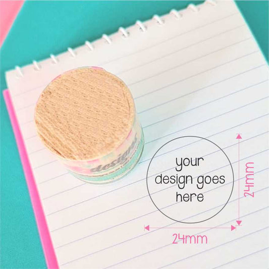 Wooden Hand-Held Stamp - customised 24x24mm round